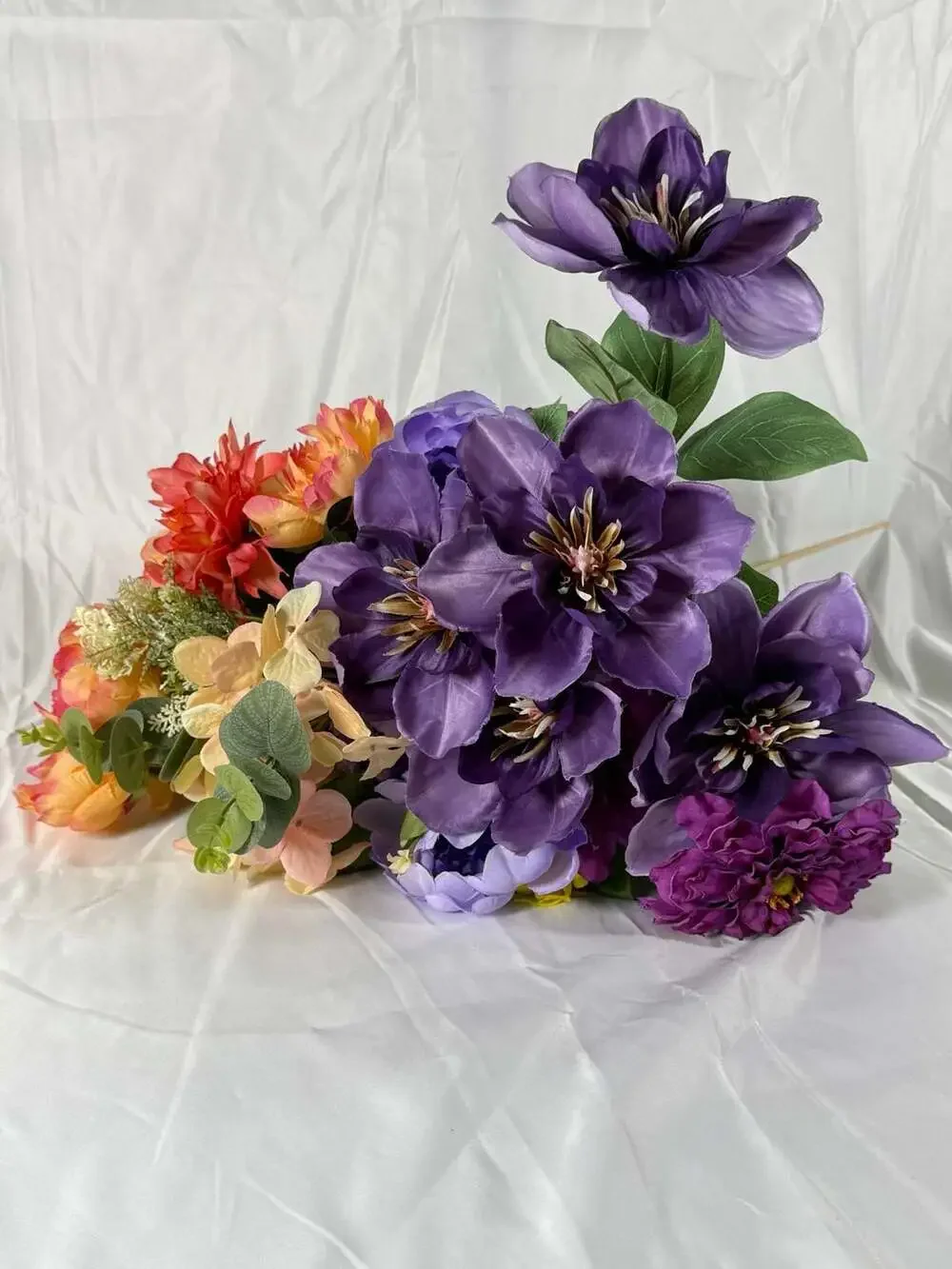 Artificial Silk Flower Arrangement Bouquet with Peonies Dahlias and Hydrangeas
